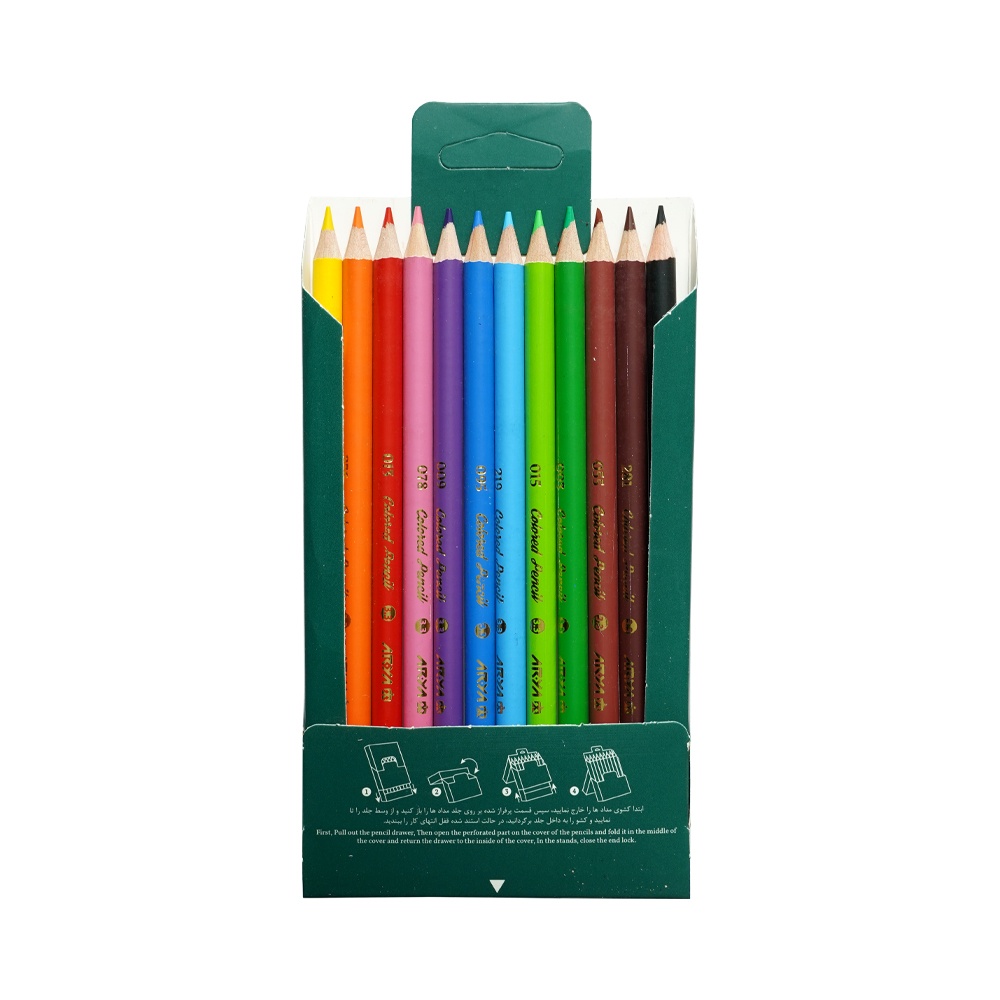 مداد رنگی12 رنگ جعبه مقوایی حرفه ای/آرتیست آریا کد3601/3605