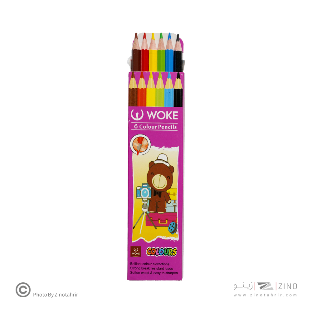 مداد رنگی6 رنگ( شش گوش)  جعبه مقوایی ووک