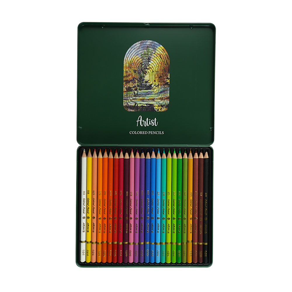 مداد رنگی24رنگ جعبه فلزی حرفه ای/ آرتیست آریا کد3902/3931