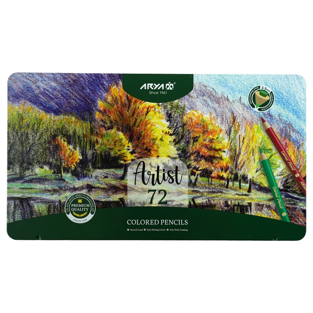 مداد رنگی72رنگ جعبه فلزی حرفه ای /آرتیست آریا کد3905/3934