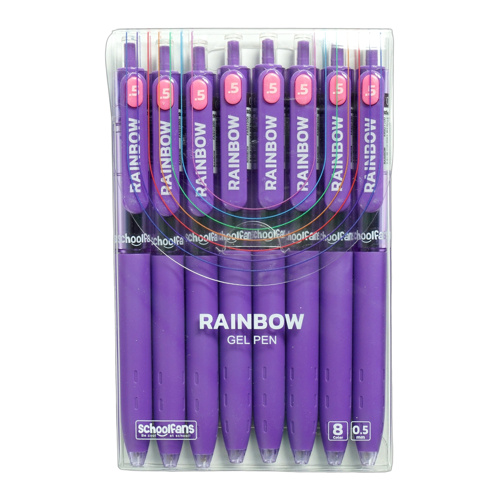 روان نویس0/5 فشاری بنفش بدنه گریپ دار(8عددی) اسکول فنز سری RAINBOW