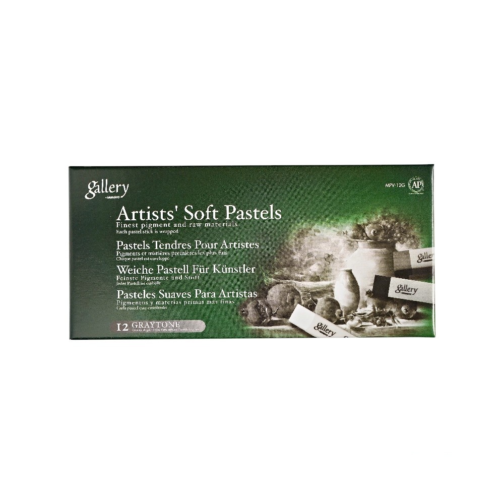 گچ پاستل12عددی (طیف رنگی سفید طوسی مشکی)  گالری کدMPV-12G