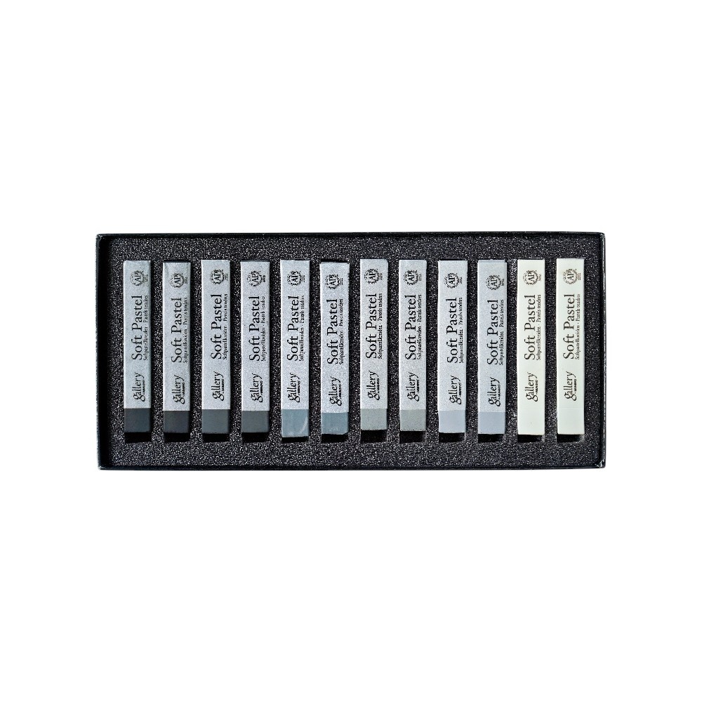 گچ پاستل12عددی (طیف رنگی سفید طوسی مشکی)  گالری کدMPV-12G