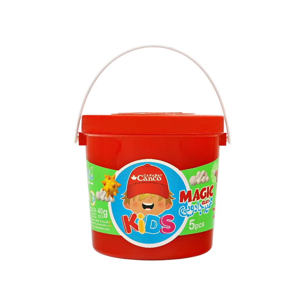 خمیربازی5رنگ جادویی(40گرم سطلی  دسته دار) آنتی باکتریال کنکو