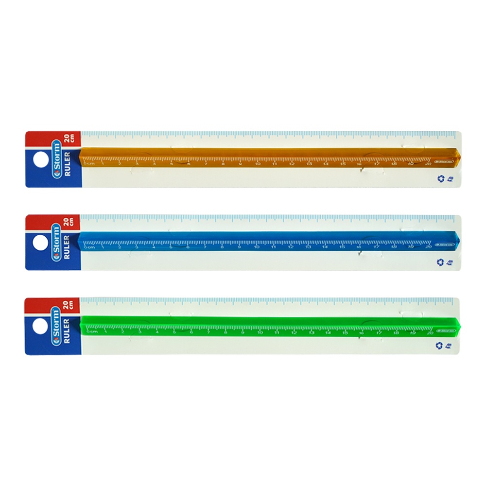 خط کش20سانت کریستال رنگی سه گوش(مثلثی) استورم کد630120