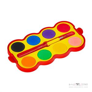 آبرنگ 8 رنگ جعبه مقوایی با قرص های 40 میلیمتری و یک عدد قلم مو سری Kids فونزل کد685093